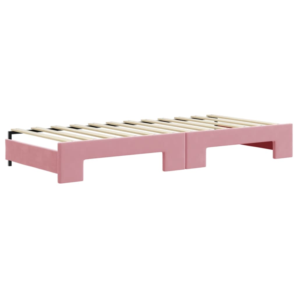 Sofá-cama com gavetão 80x200 cm veludo rosa