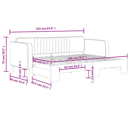 Sofá-cama com gavetão 80x200 cm veludo preto