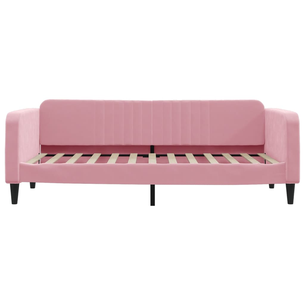 Sofá-cama com gavetão 90x200 cm veludo rosa