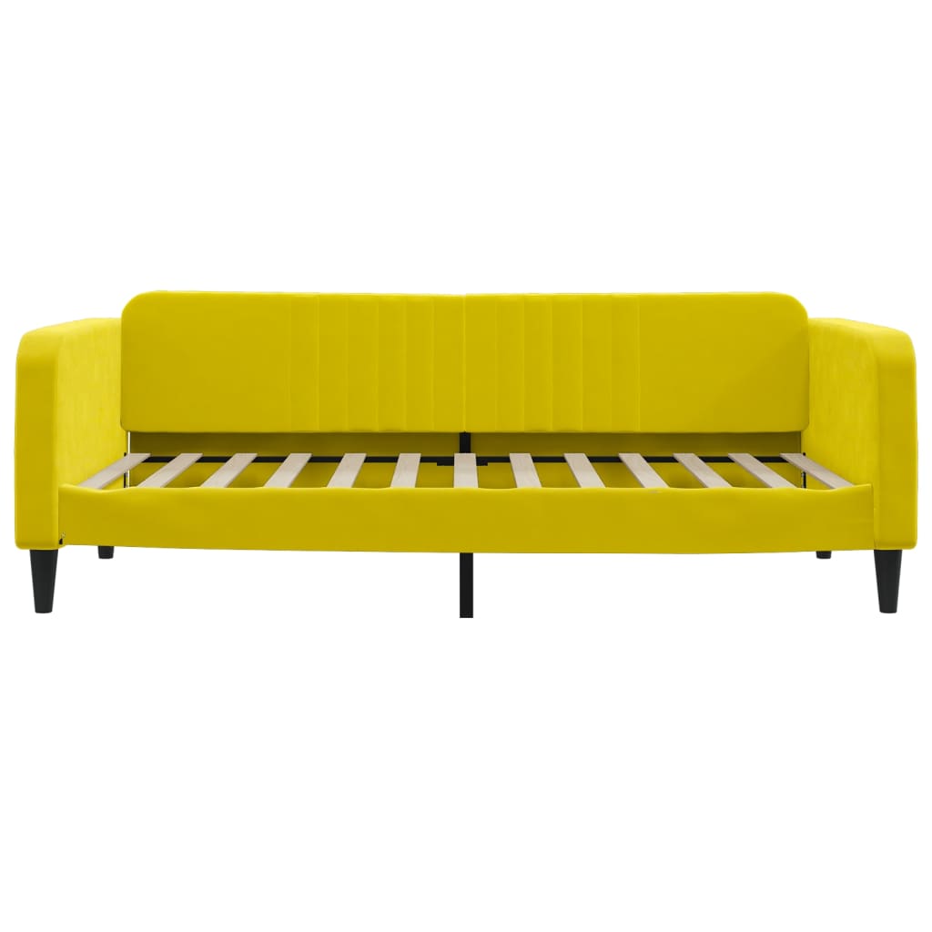 Sofá-cama com gavetão 100x200 cm veludo amarelo