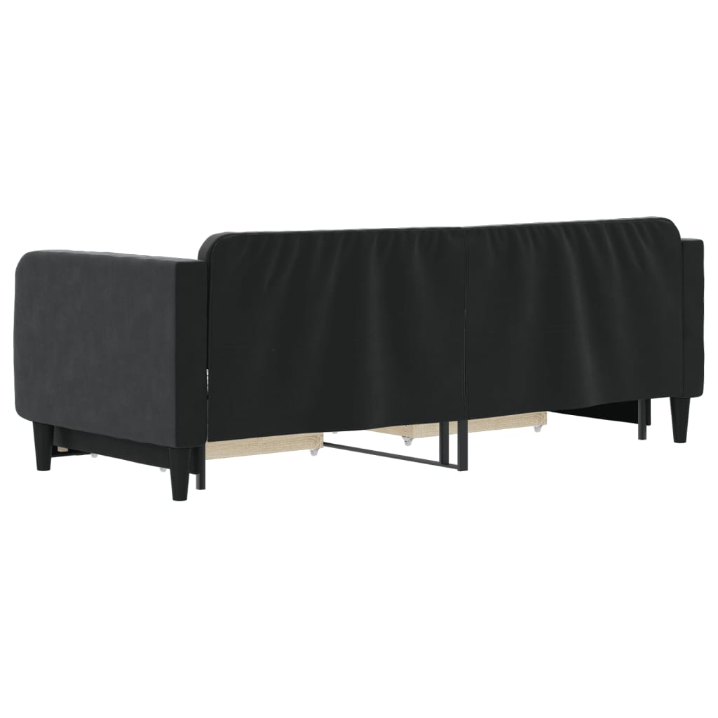 Sofá-cama com gavetão e gavetas 80x200 cm veludo preto