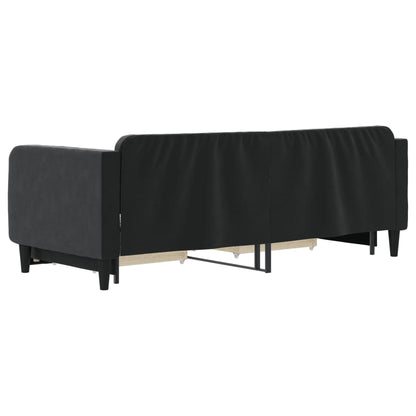 Sofá-cama com gavetão e gavetas 80x200 cm veludo preto