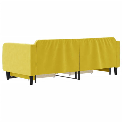 Sofá-cama com gavetão e gavetas 90x200 cm veludo amarelo