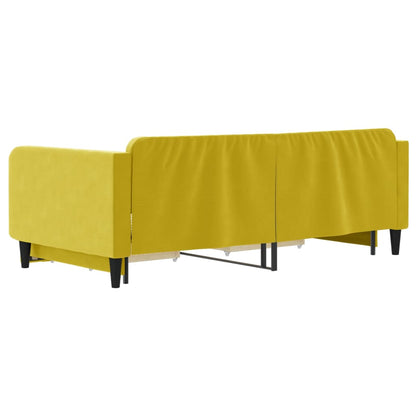 Sofá-cama com gavetão e gavetas 100x200 cm veludo amarelo