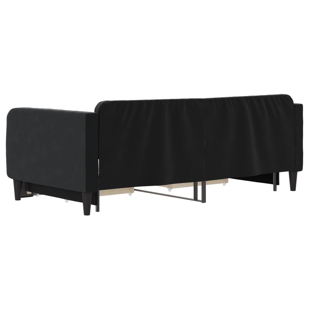 Sofá-cama com gavetão e gavetas 90x190 cm veludo preto