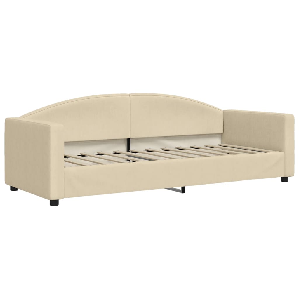 Sofá-cama com colchão 80x200 cm tecido cor creme