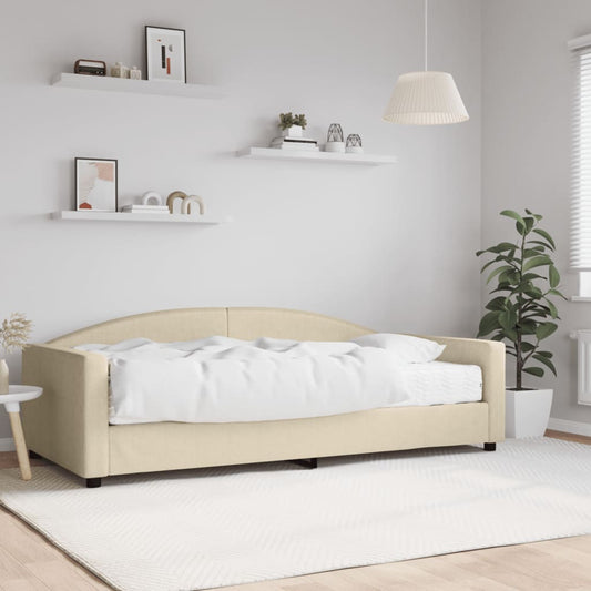 Sofá-cama com colchão 100x200 cm tecido cor creme