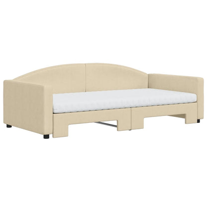 Sofá-cama c/ gavetão e colchões 100x200 cm tecido cor creme