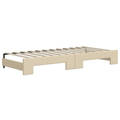 Sofá-cama c/ gavetão e colchões 100x200 cm tecido cor creme