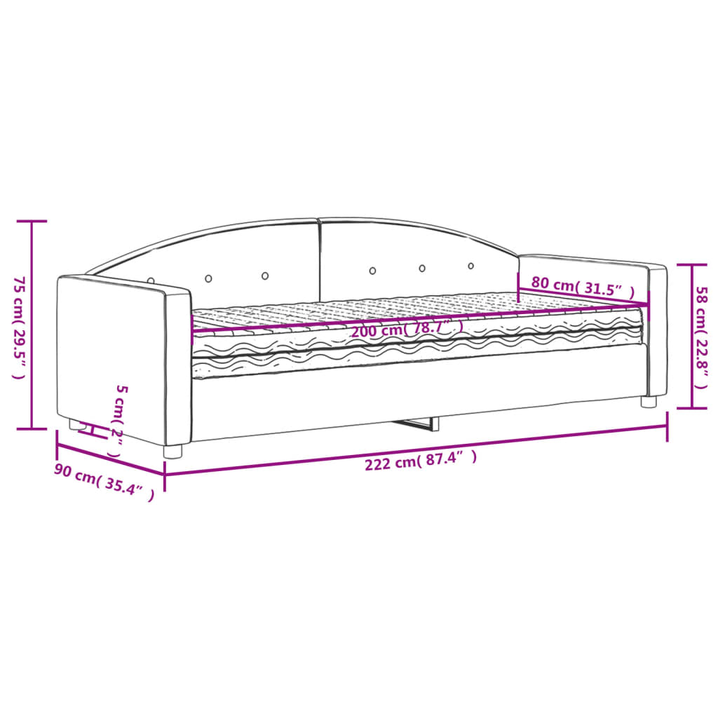 Sofá-cama com colchão 80x200 cm veludo rosa