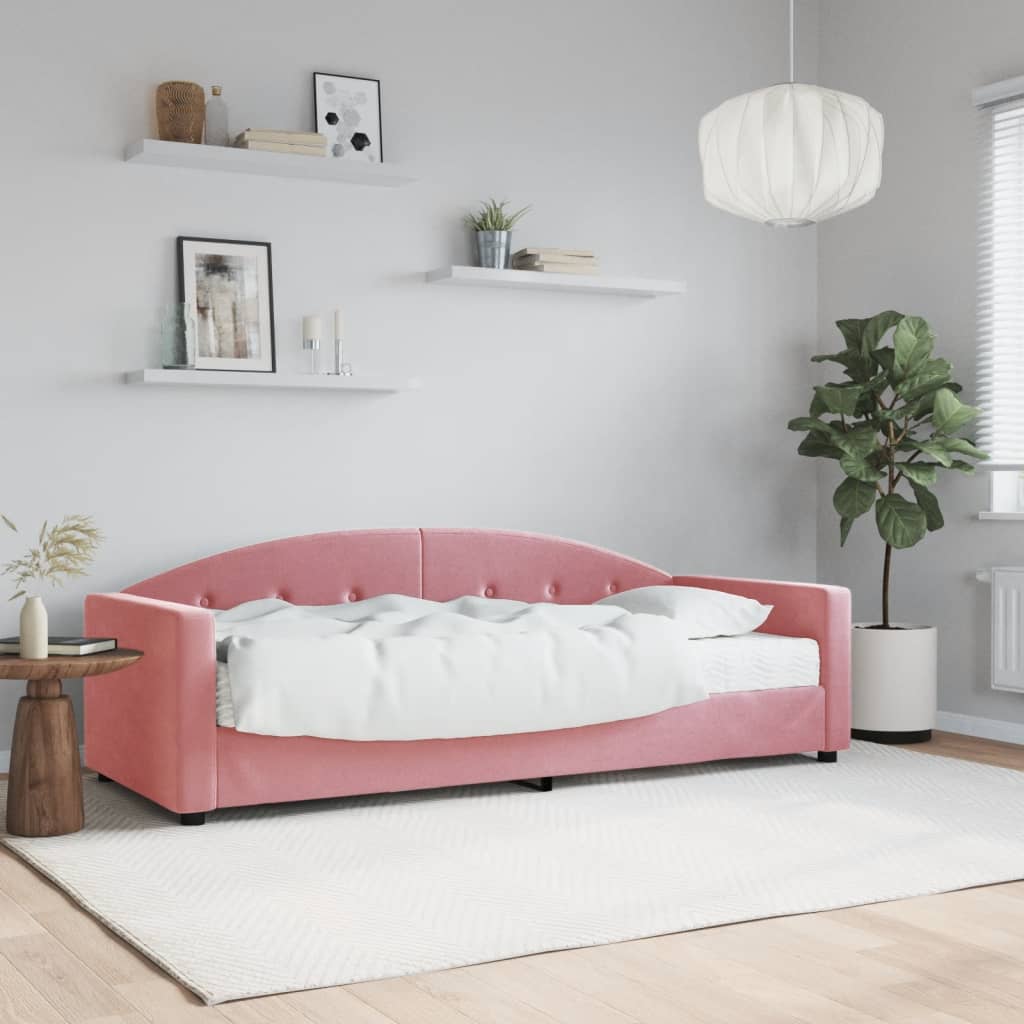 Sofá-cama com colchão 80x200 cm veludo rosa