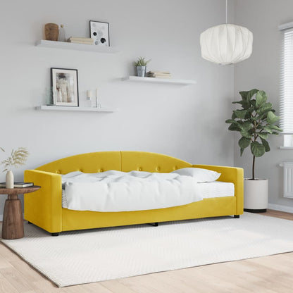 Sofá-cama com colchão 80x200 cm veludo amarelo