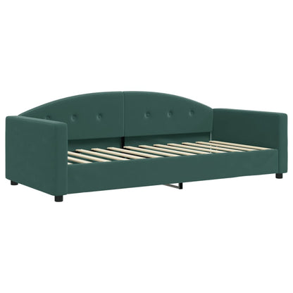 Sofá-cama com colchão 90x200 cm veludo verde-escuro