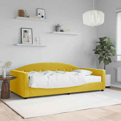 Sofá-cama com colchão 100x200 cm veludo amarelo