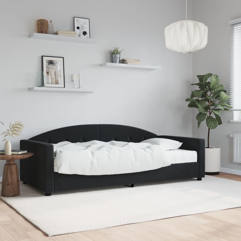 Sofá-cama com colchão 90x190 cm veludo preto