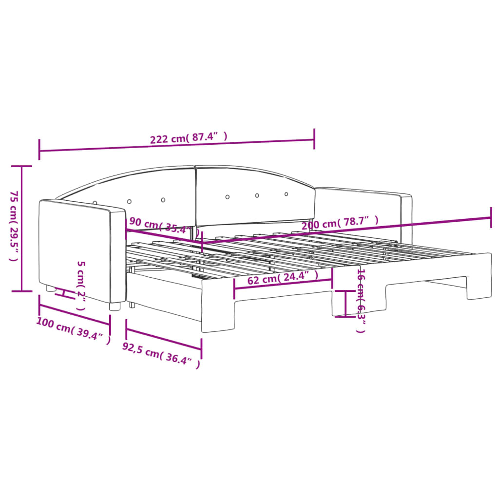 Sofá-cama com gavetão 90x200 cm veludo cinzento-claro