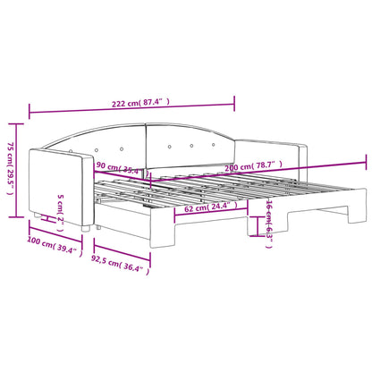 Sofá-cama com gavetão 90x200 cm veludo cinzento-claro