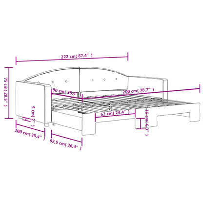 Sofá-cama com gavetão 90x200 cm veludo rosa