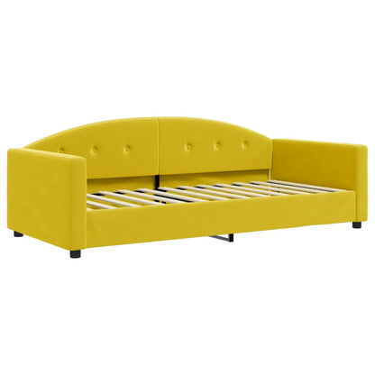 Sofá-cama com gavetão 90x200 cm veludo amarelo