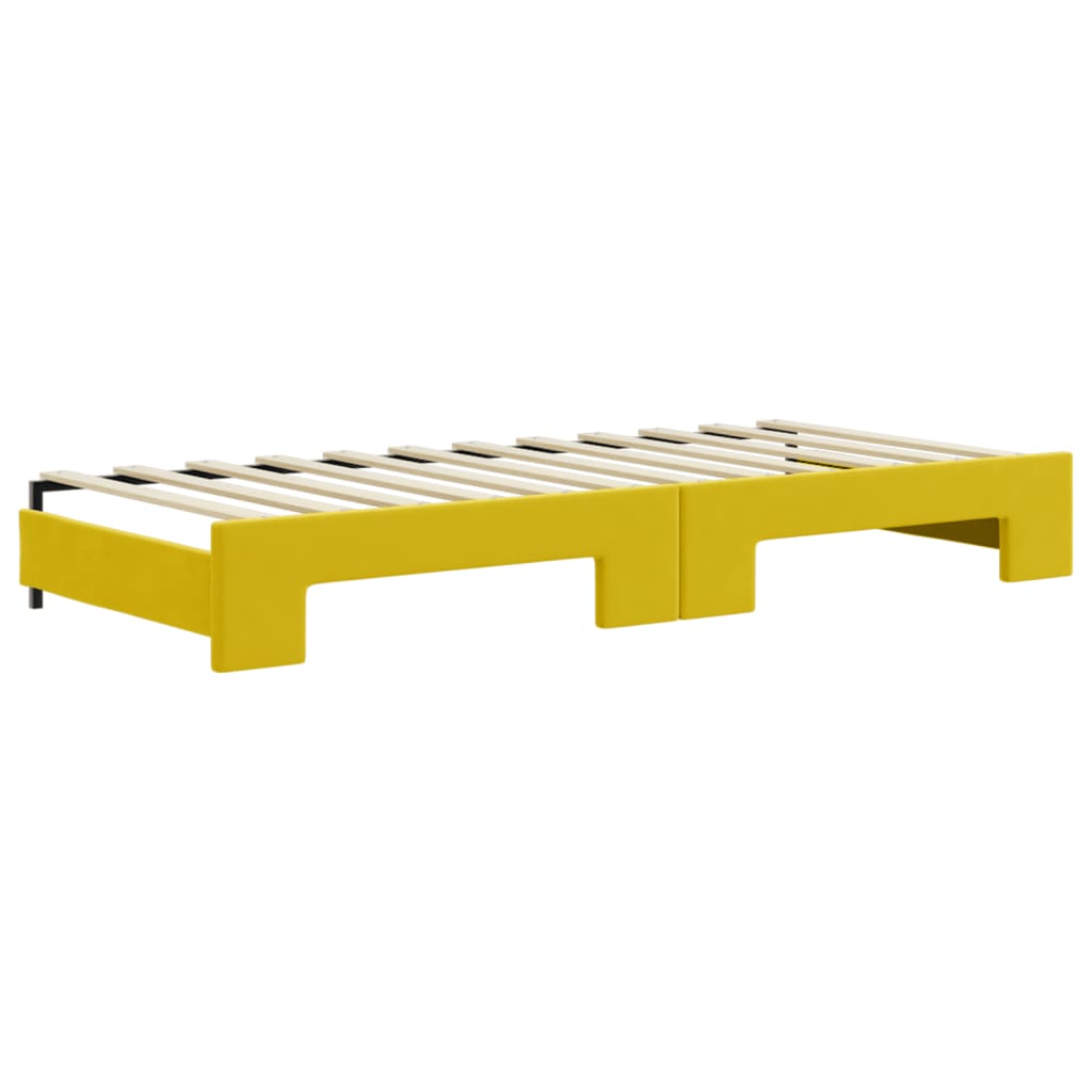 Sofá-cama com gavetão 90x200 cm veludo amarelo