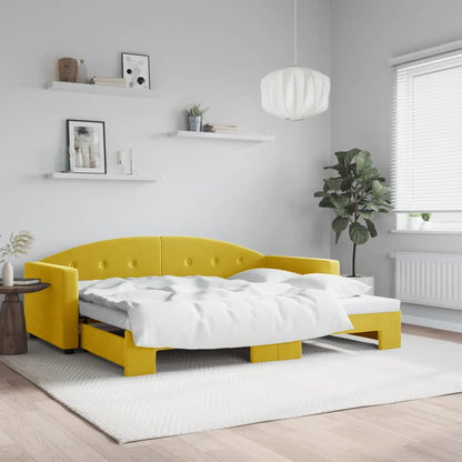 Sofá-cama com gavetão 90x200 cm veludo amarelo