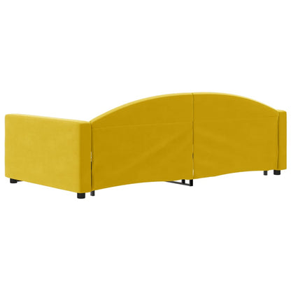 Sofá-cama com gavetão e gavetas 100x200 cm veludo amarelo