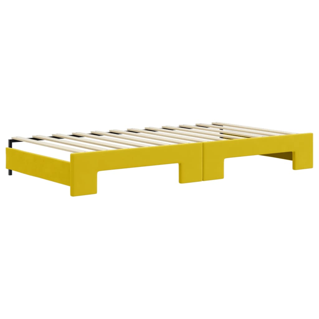 Sofá-cama com gavetão e gavetas 100x200 cm veludo amarelo