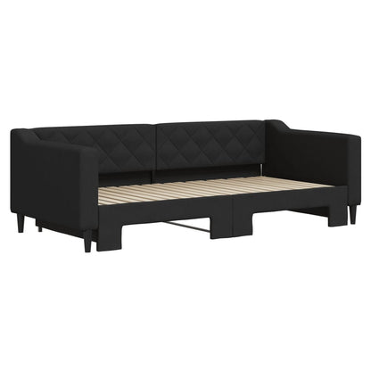 Sofá-cama com gavetão 90x190 cm tecido preto