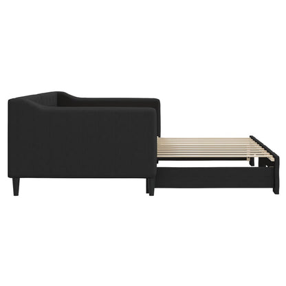 Sofá-cama com gavetão 90x190 cm tecido preto