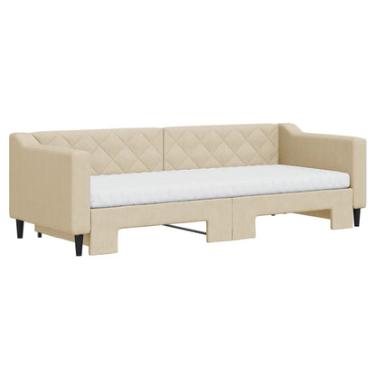 Sofá-cama c/ gavetão e colchões 80x200 cm tecido cor creme