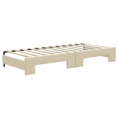 Sofá-cama c/ gavetão e colchões 80x200 cm tecido cor creme