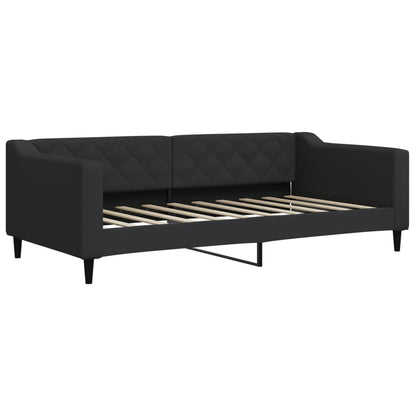 Sofá-cama com gavetão e colchões 90x190 cm tecido preto