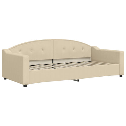 Sofá-cama com colchão 90x200 cm tecido cor creme