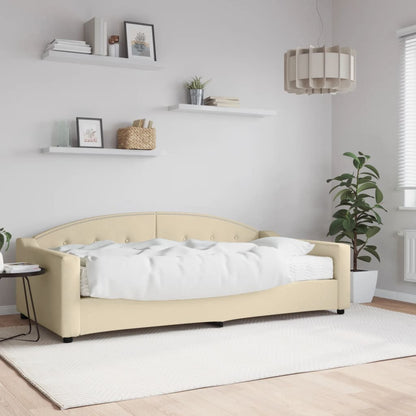 Sofá-cama com colchão 100x200 cm tecido cor creme