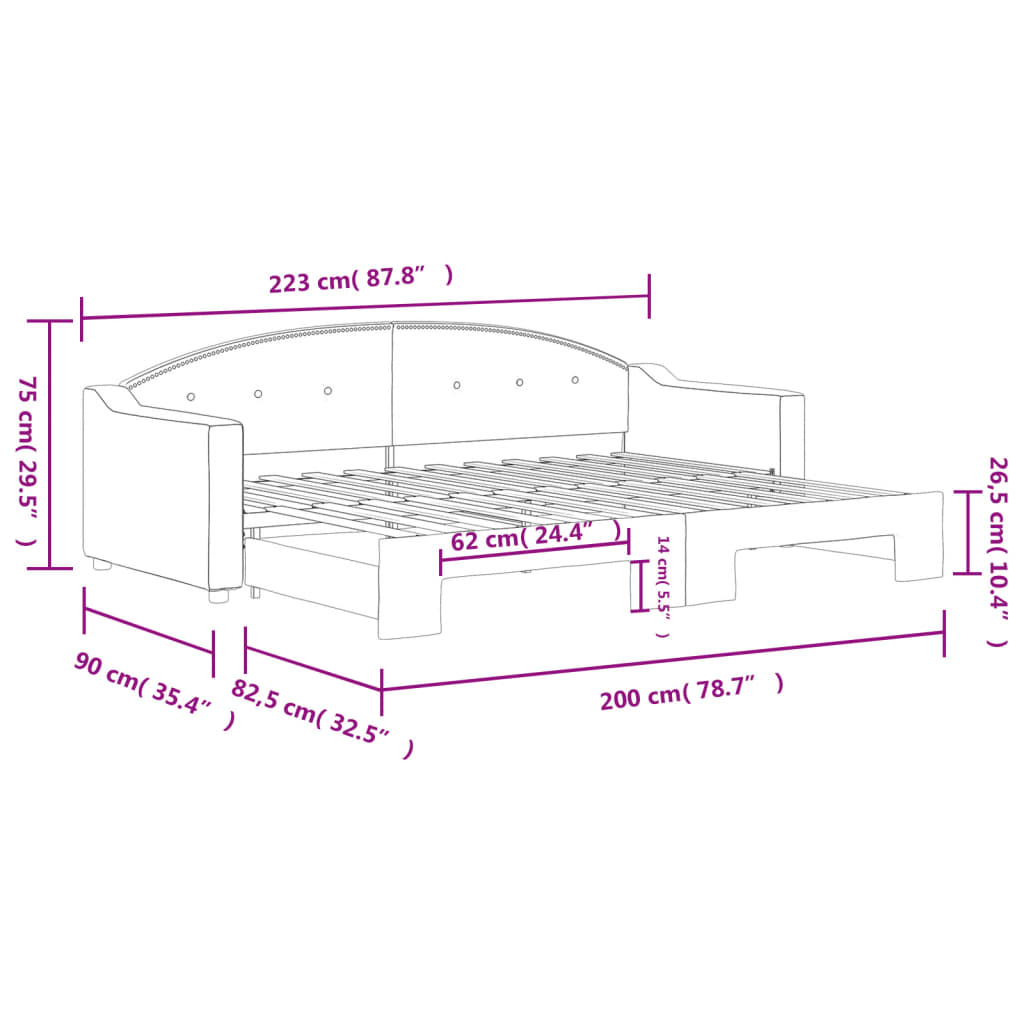 Sofá-cama com gavetão 80x200 cm tecido cinzento-claro