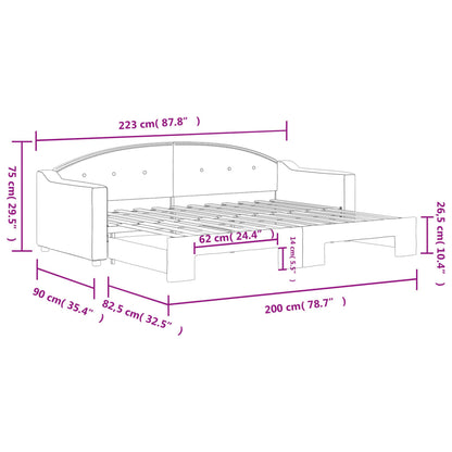 Sofá-cama com gavetão 80x200 cm tecido cinzento-escuro