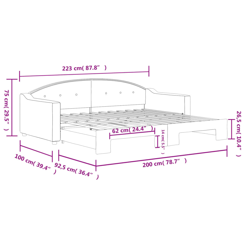 Sofá-cama com gavetão 90x200 cm tecido cinzento-claro