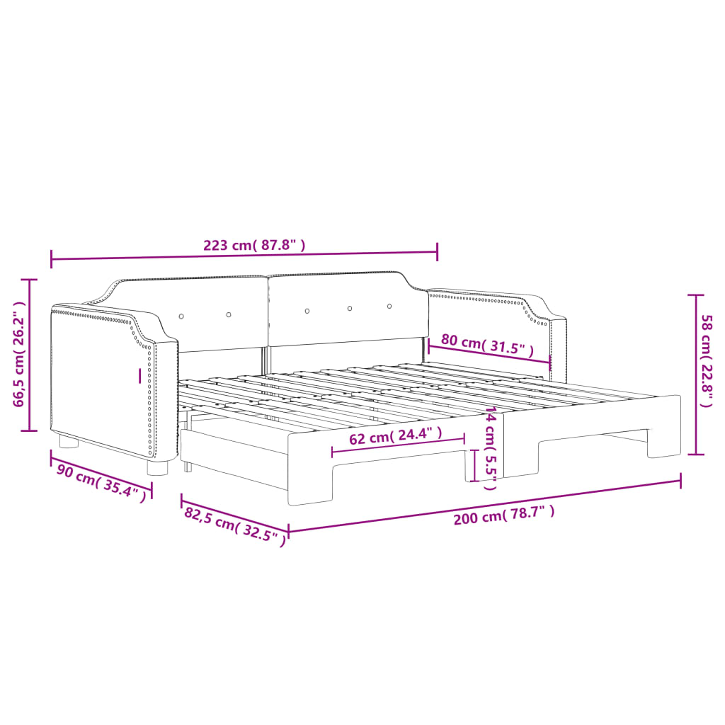 Sofá-cama com gavetão 80x200 cm tecido cinzento-claro