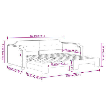 Sofá-cama com gavetão 80x200 cm tecido cinzento-claro