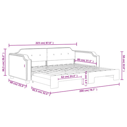 Sofá-cama com gavetão 80x200 cm tecido cinzento-escuro