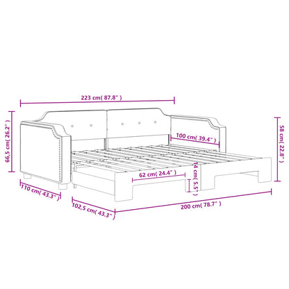 Sofá-cama com gavetão 100x200 cm tecido cor creme