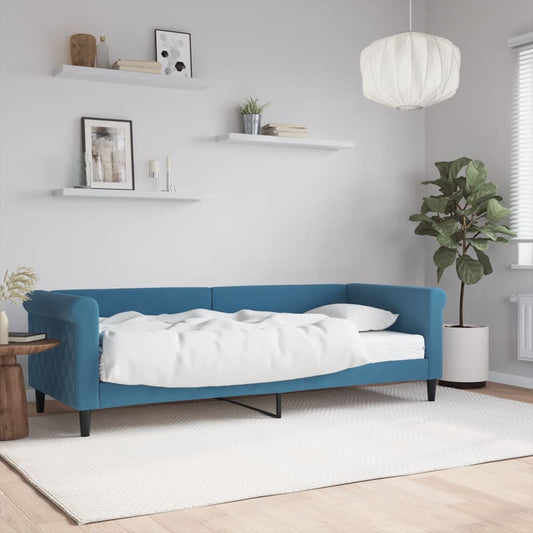 Sofá-cama com colchão 80x200 cm veludo azul