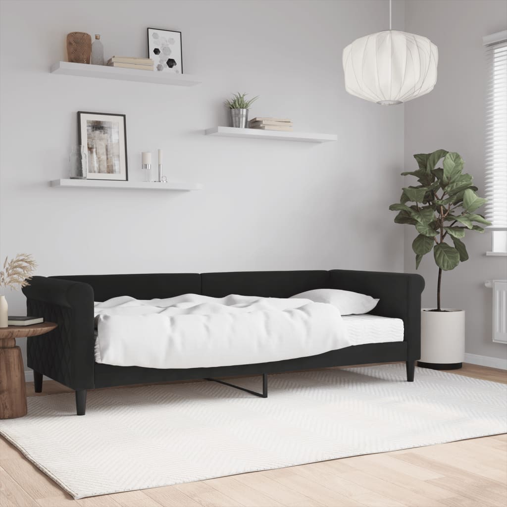 Sofá-cama com colchão 80x200 cm veludo preto