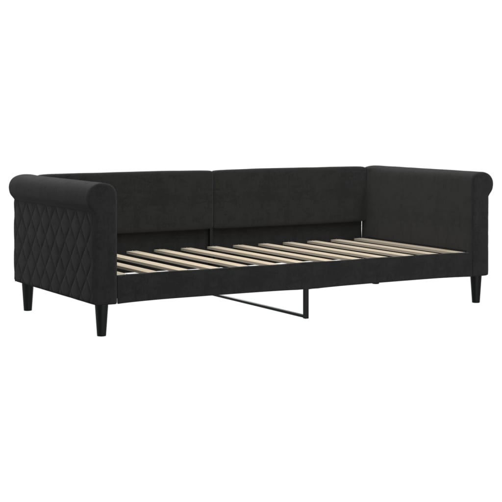 Sofá-cama com colchão 90x200 cm veludo preto