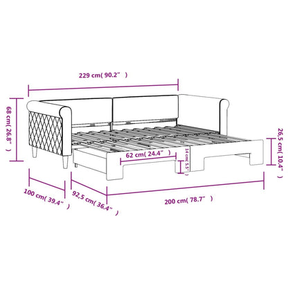 Sofá-cama com gavetão 90x200 cm veludo cinzento-claro