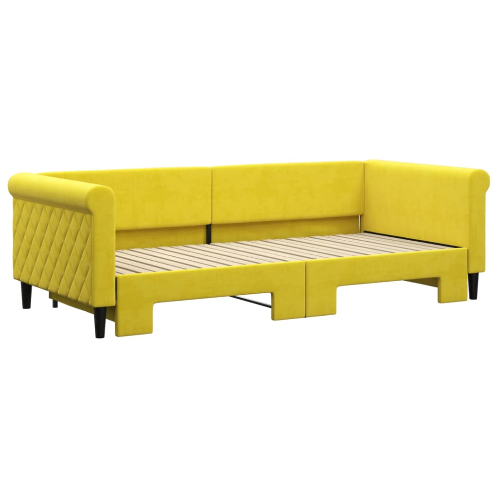 Sofá-cama com gavetão 90x200 cm veludo amarelo