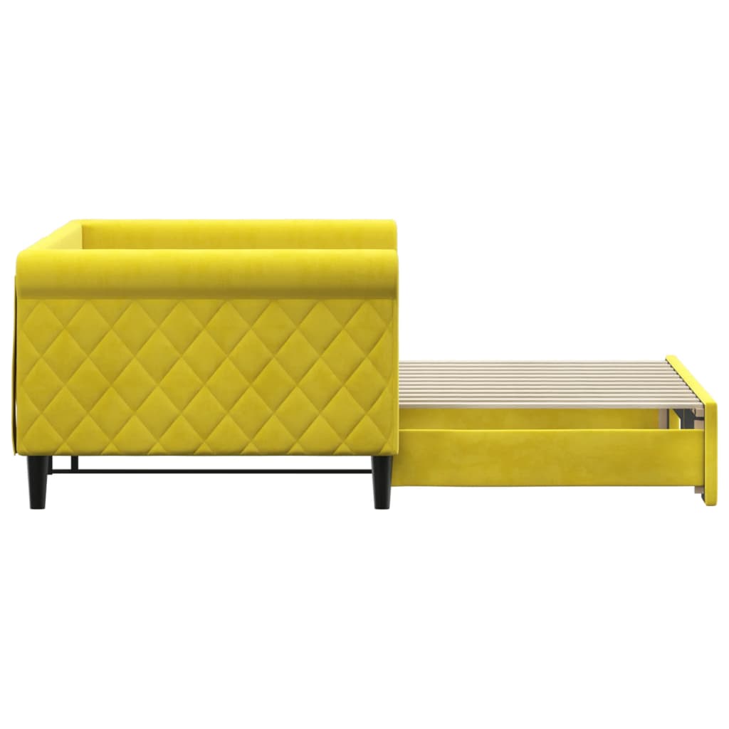 Sofá-cama com gavetão 90x200 cm veludo amarelo