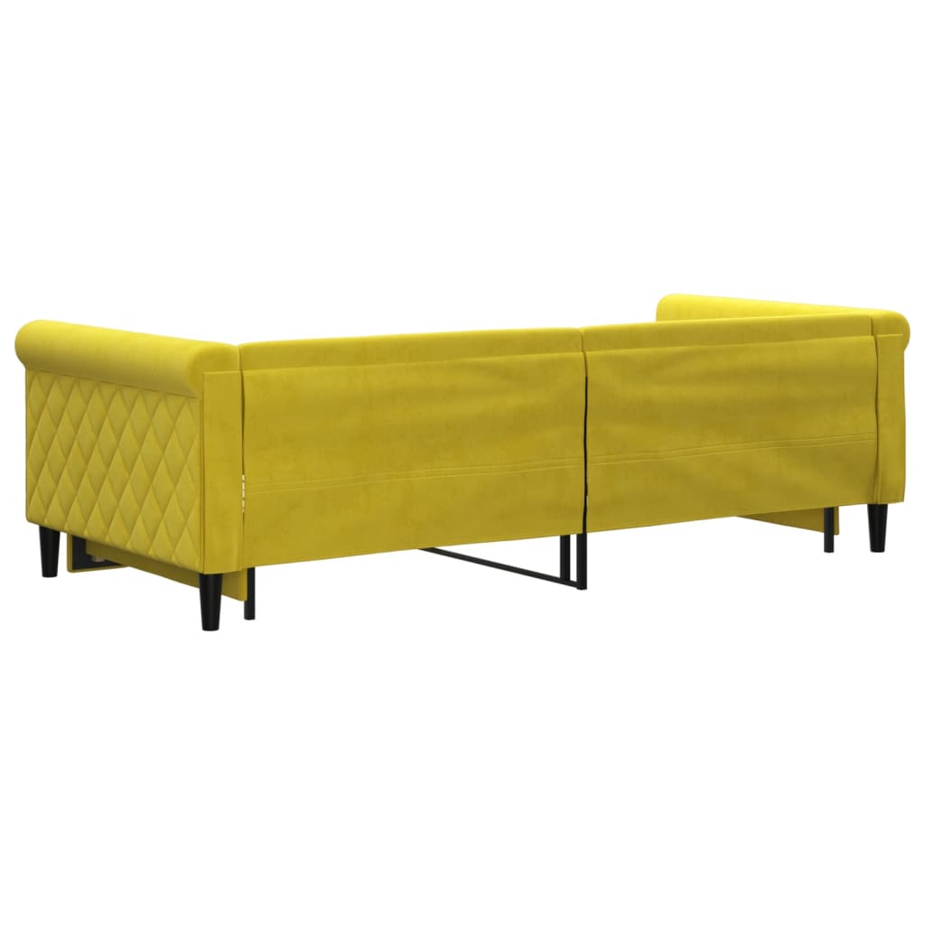 Sofá-cama com gavetão 90x200 cm veludo amarelo