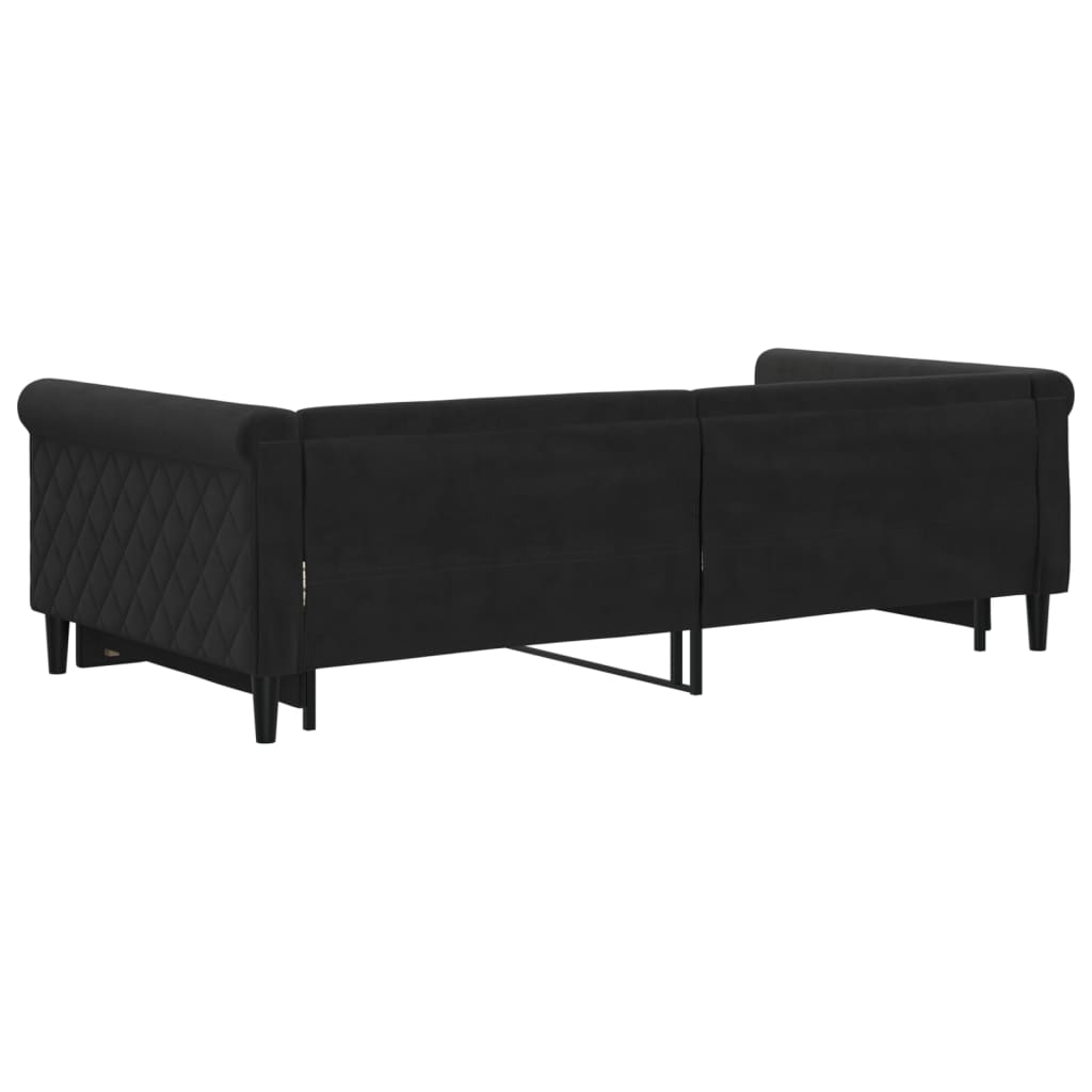 Sofá-cama com gavetão 100x200 cm veludo preto