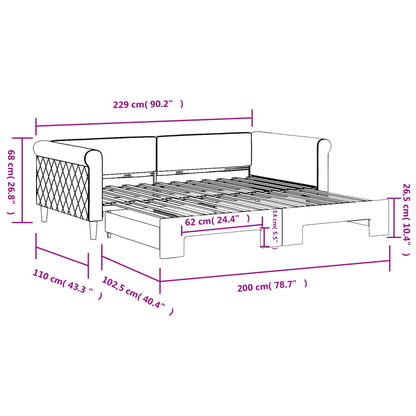 Sofá-cama com gavetão 100x200 cm veludo preto